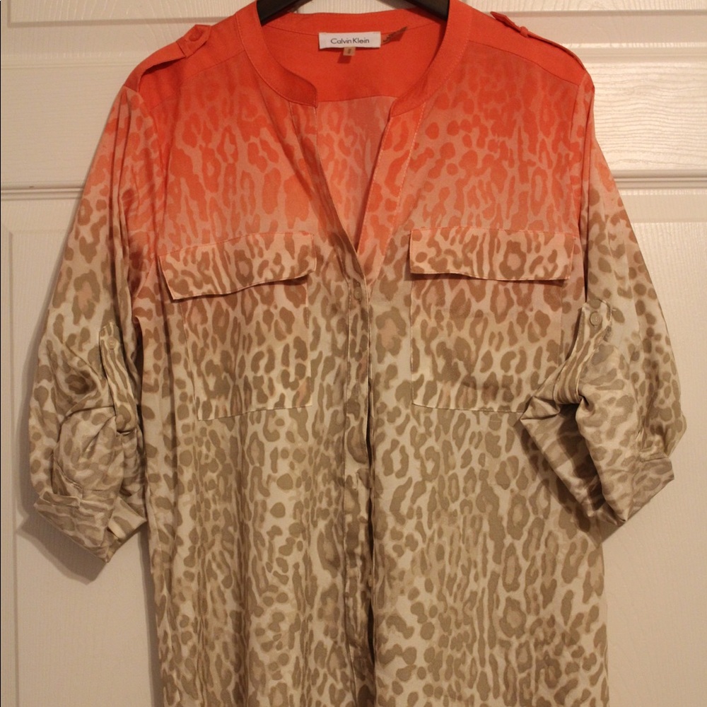 Calvin Klein Cheetah Print Blouse